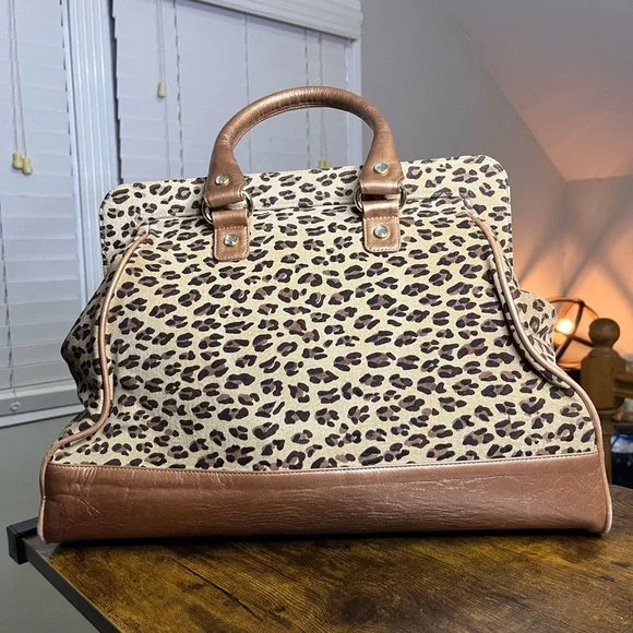Tarina Tarantino Leopard Print Tote with Metallic Bronze Accents - Picture 5 of 9